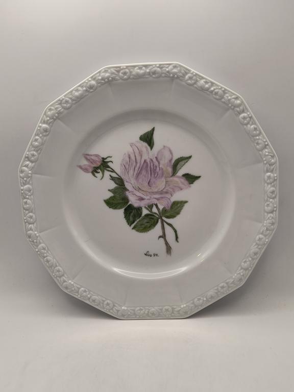 Talerz porcelanowy, róża La France - Rosenthal