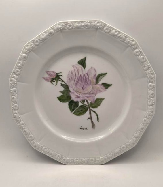 Talerz porcelanowy, róża La France - Rosenthal