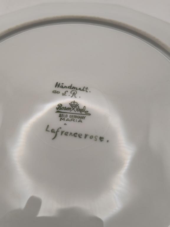 Talerz porcelanowy, róża La France - Rosenthal