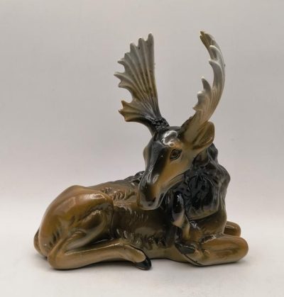 Figurka porcelanowa - Leżący Łoś - "STEATYT" Katowice