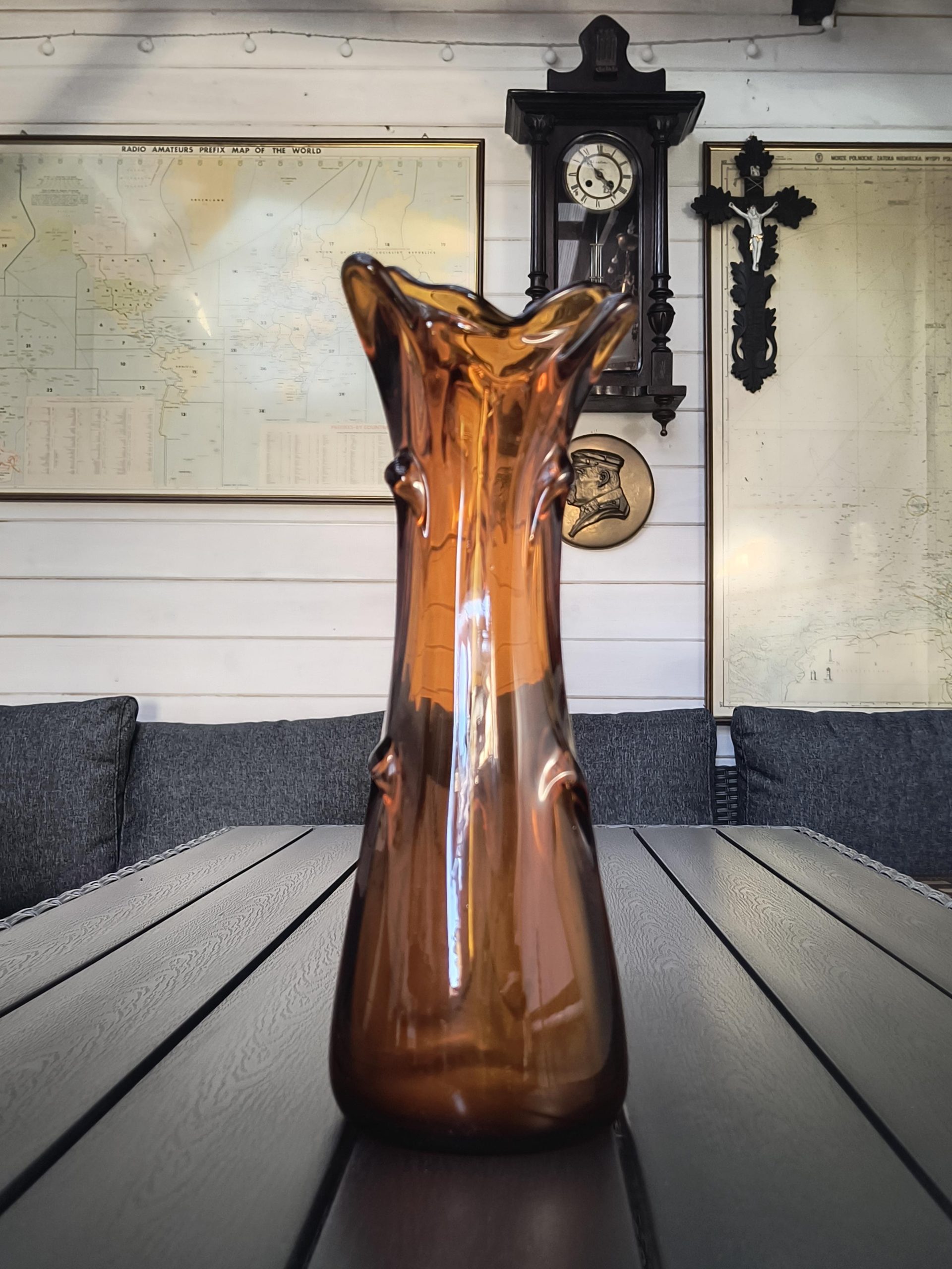 Wazon szklany miodowy sękacz - Huta Laura