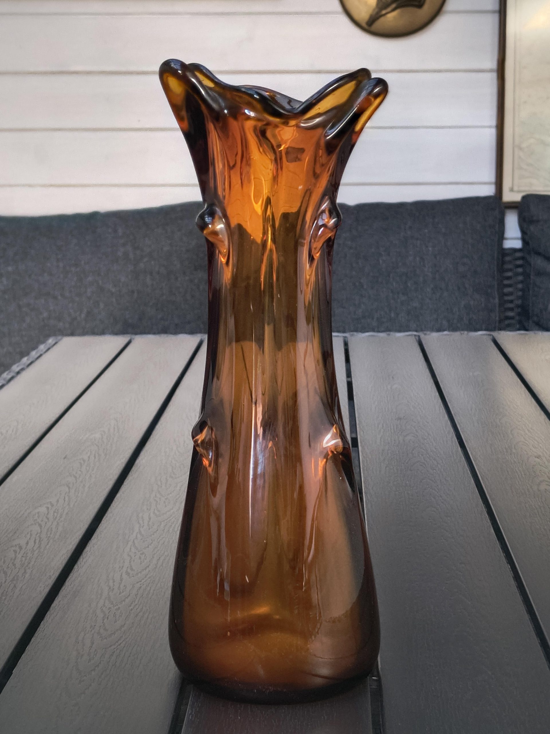 Wazon szklany miodowy sękacz - Huta Laura