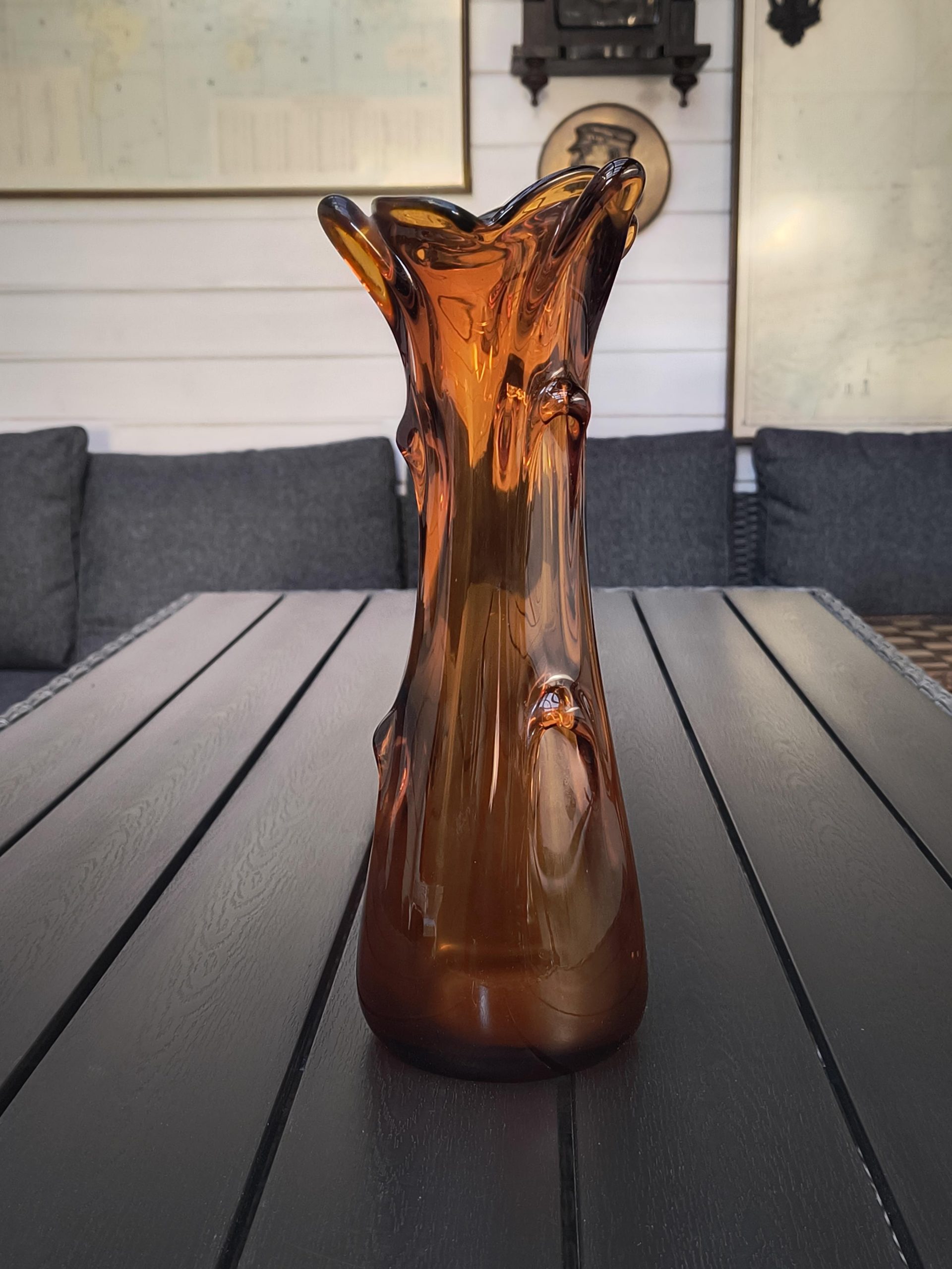 Wazon szklany miodowy sękacz - Huta Laura