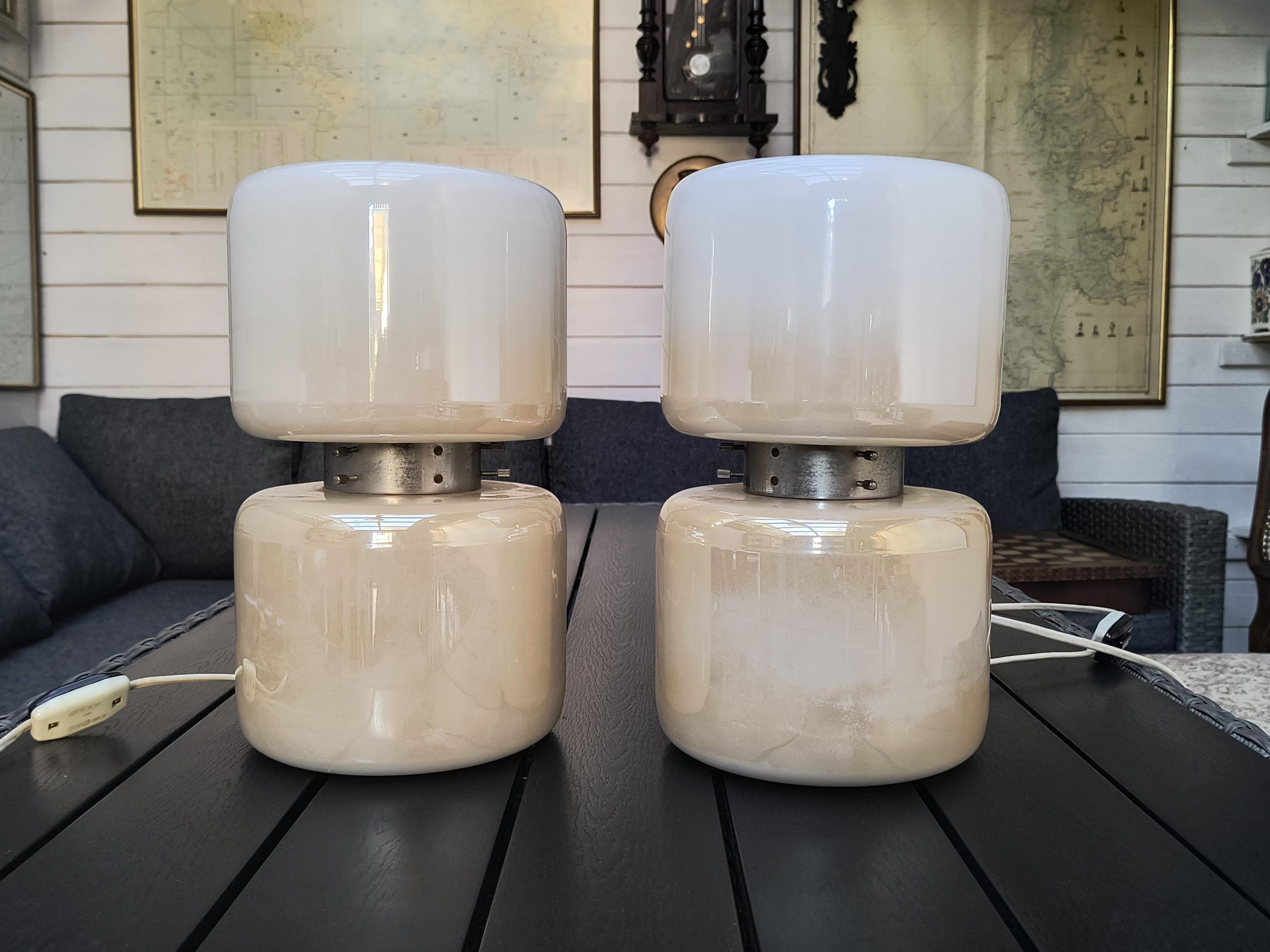 Zestaw szklanych lamp - VITROPOL, Białystok - PRL