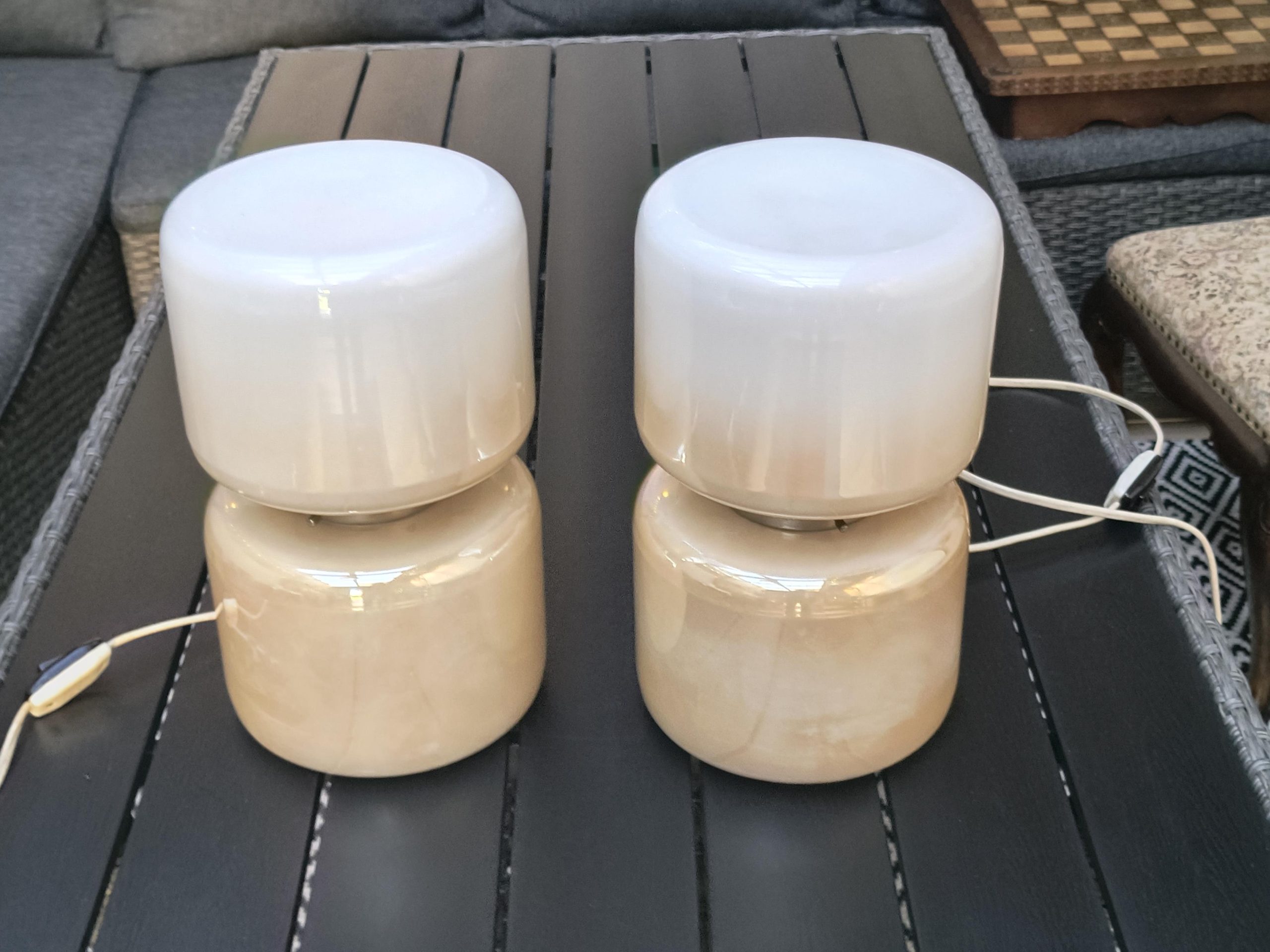 Zestaw szklanych lamp - VITROPOL, Białystok - PRL