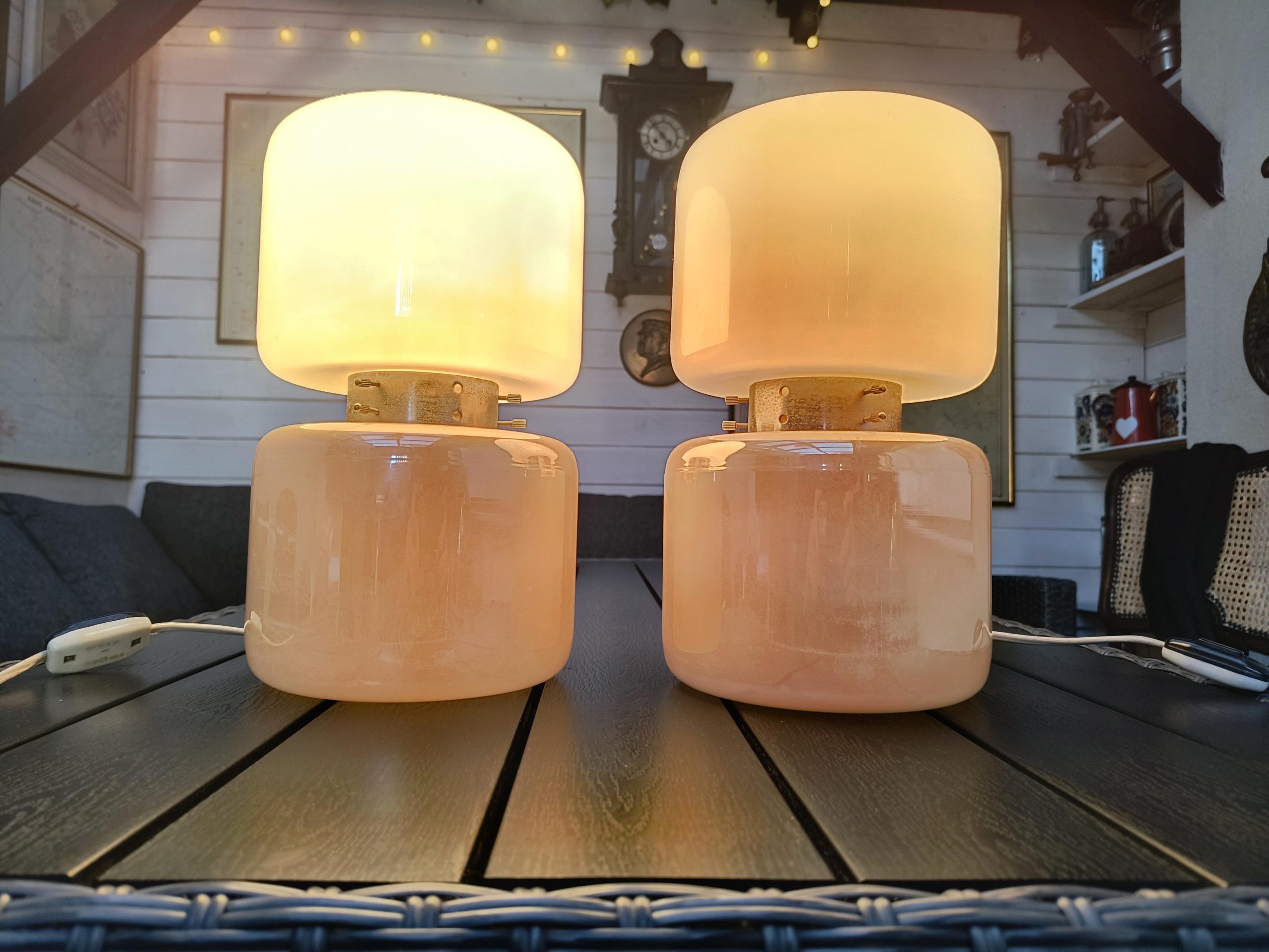 Zestaw szklanych lamp - VITROPOL, Białystok - PRL