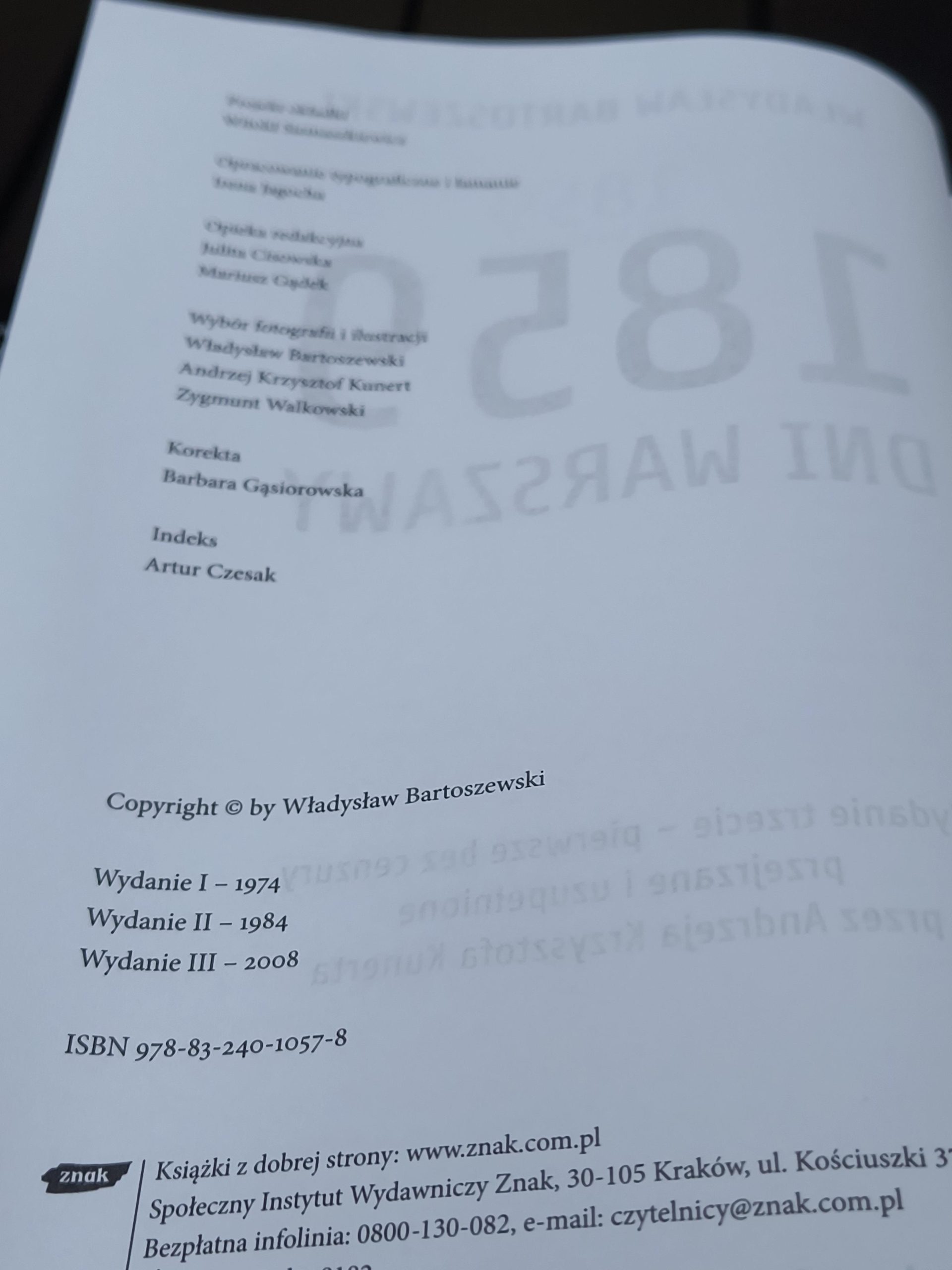 Książka "1859 dni Warszawy" Władysław Bartoszewski