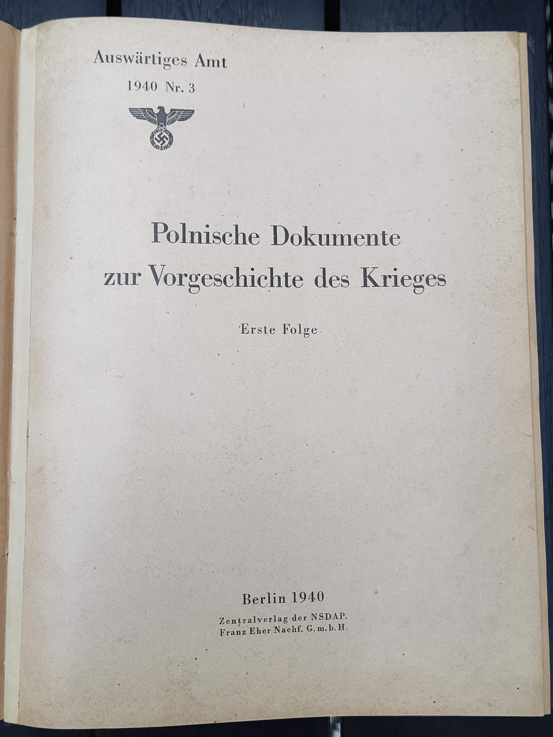 Książka "Polnische Dokumente zur Vorgeschichte des Krieges" - Polskie dokumenty dotyczące przedwojennej historii, 1940 r.