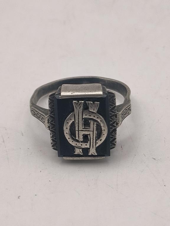 Sygnet z monogramem - kamień onyx