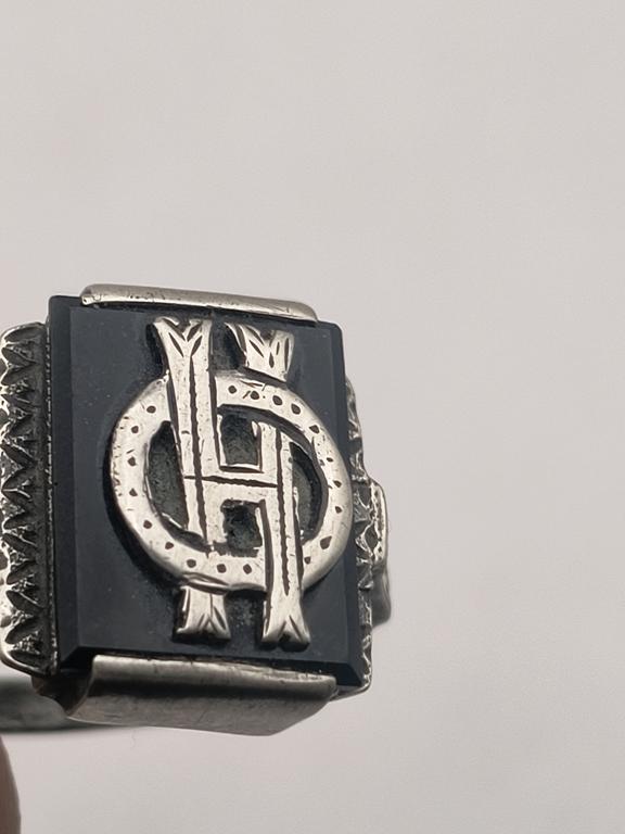 Sygnet z monogramem - kamień onyx