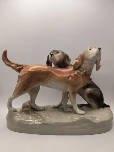 Figurka porcelanowa - psy myśliwskie - Royal Dux, Czechy, lata 50-te