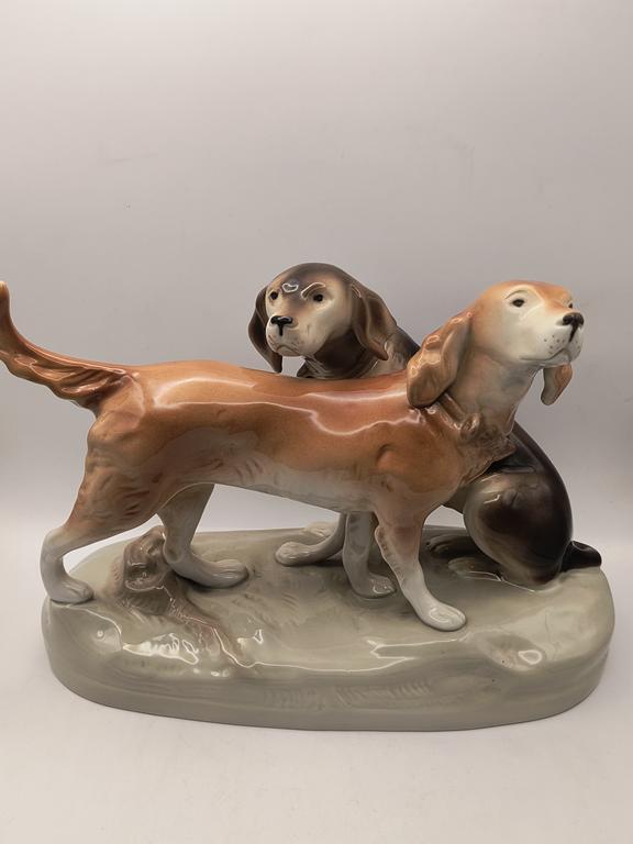 Figurka porcelanowa - psy myśliwskie - Royal Dux, Czechy, lata 50-te