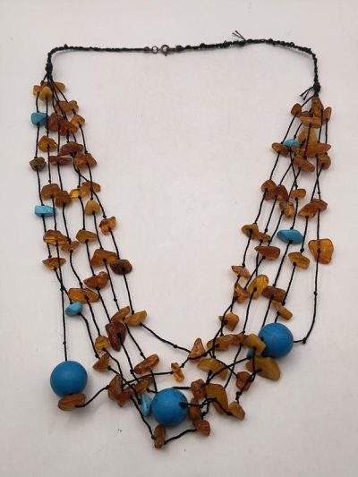 Naszyjnik z bursztynem i turkusem