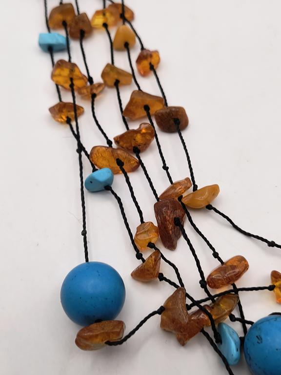 Naszyjnik z bursztynem i turkusem