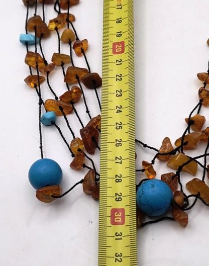 Naszyjnik z bursztynem i turkusem