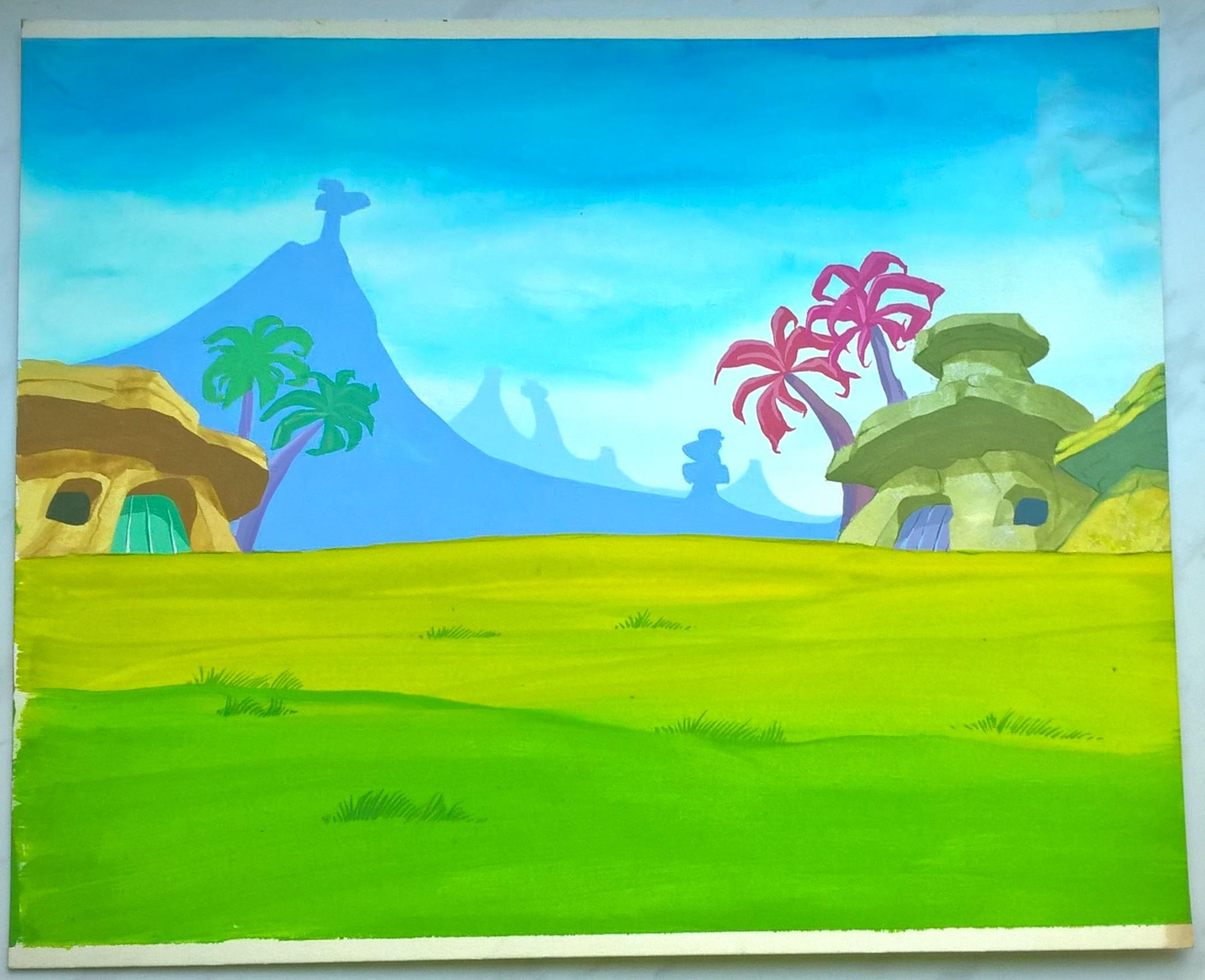 Oryginalny zestaw animacyjny z bajki THE FLINTSTONE KIDS – Kids Playing Vollyball - Dzieci grające w siatkówkę, 1987 r.