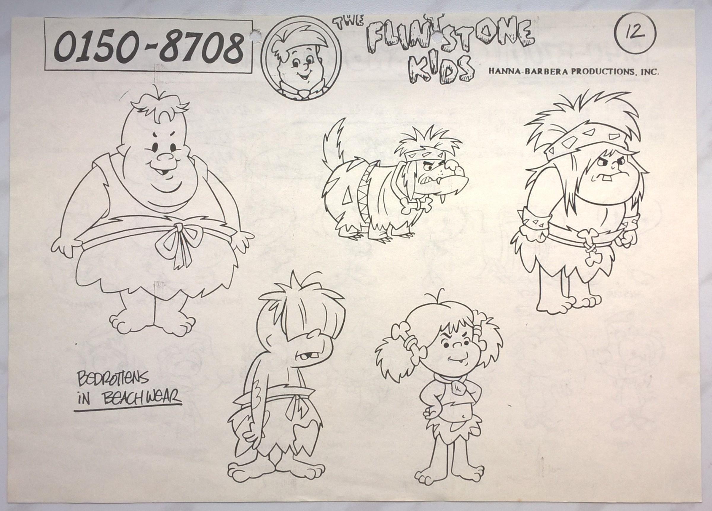 Oryginalny zestaw animacyjny z bajki THE FLINTSTONE KIDS - BEDROTTEN IN BEACH WEAR - Łobuzy w strojach kąpielowych, 1987 r.