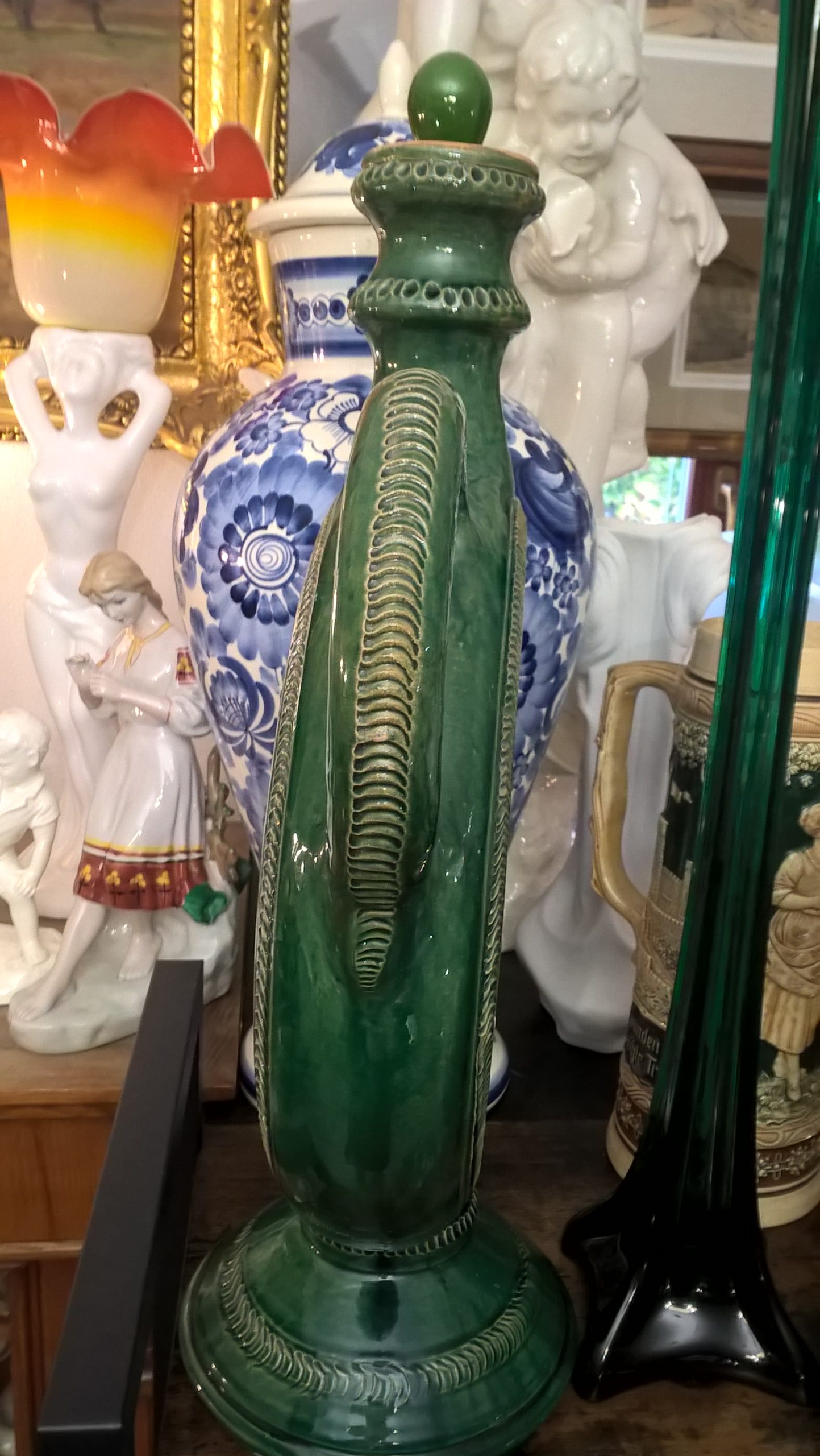 Duży dzban ceramiczny zielony