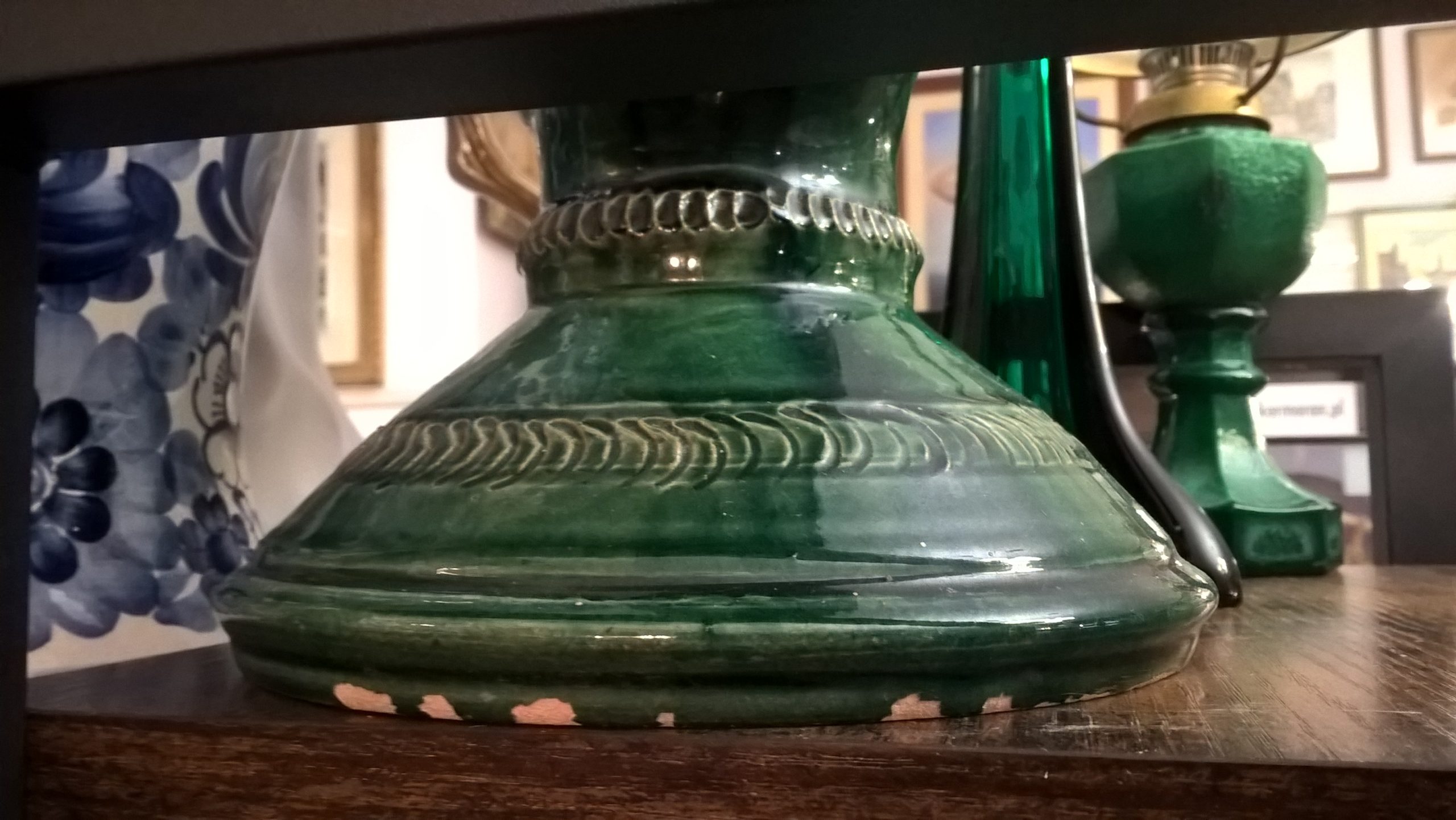 Duży dzban ceramiczny zielony