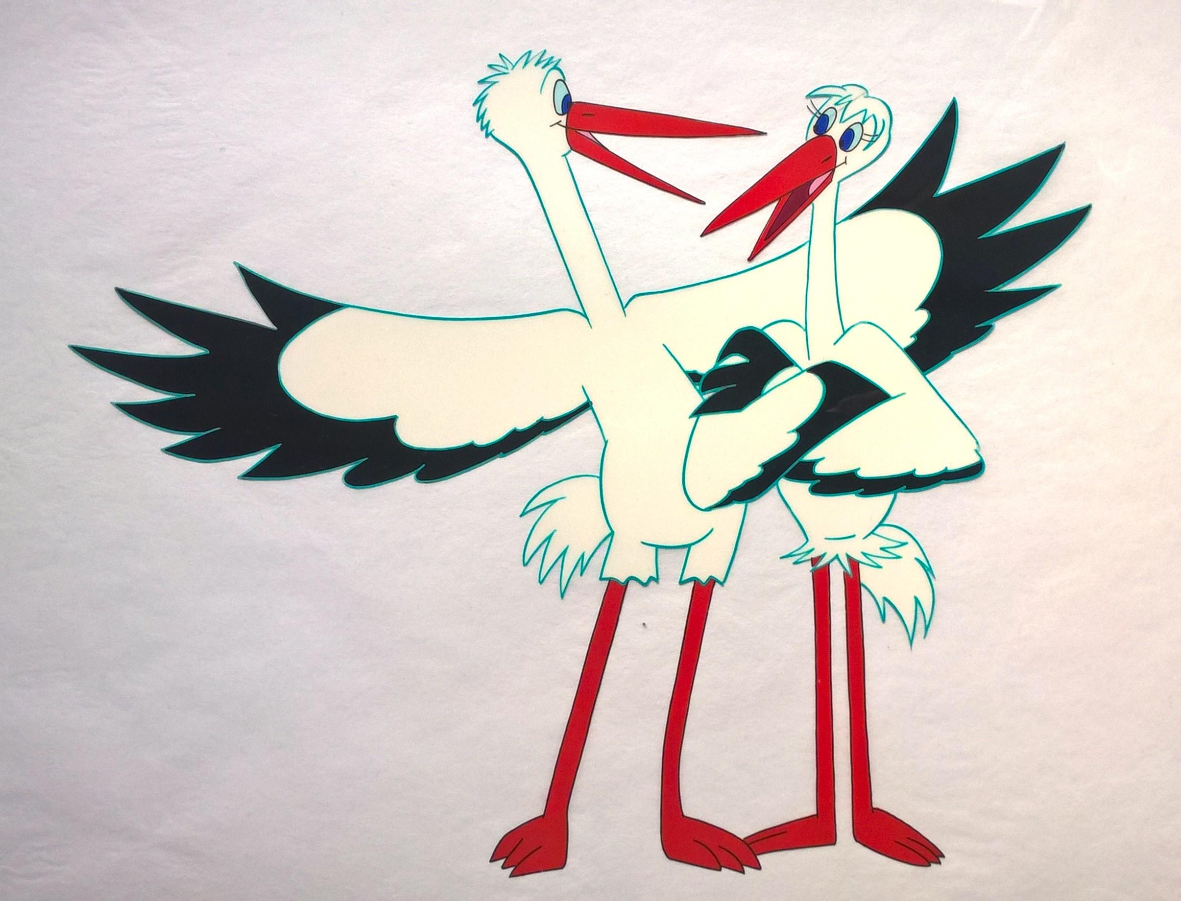 Folia animacyjna celuloidowa z bajki "Między nami bocianami” – MATYLDA i WOJTEK