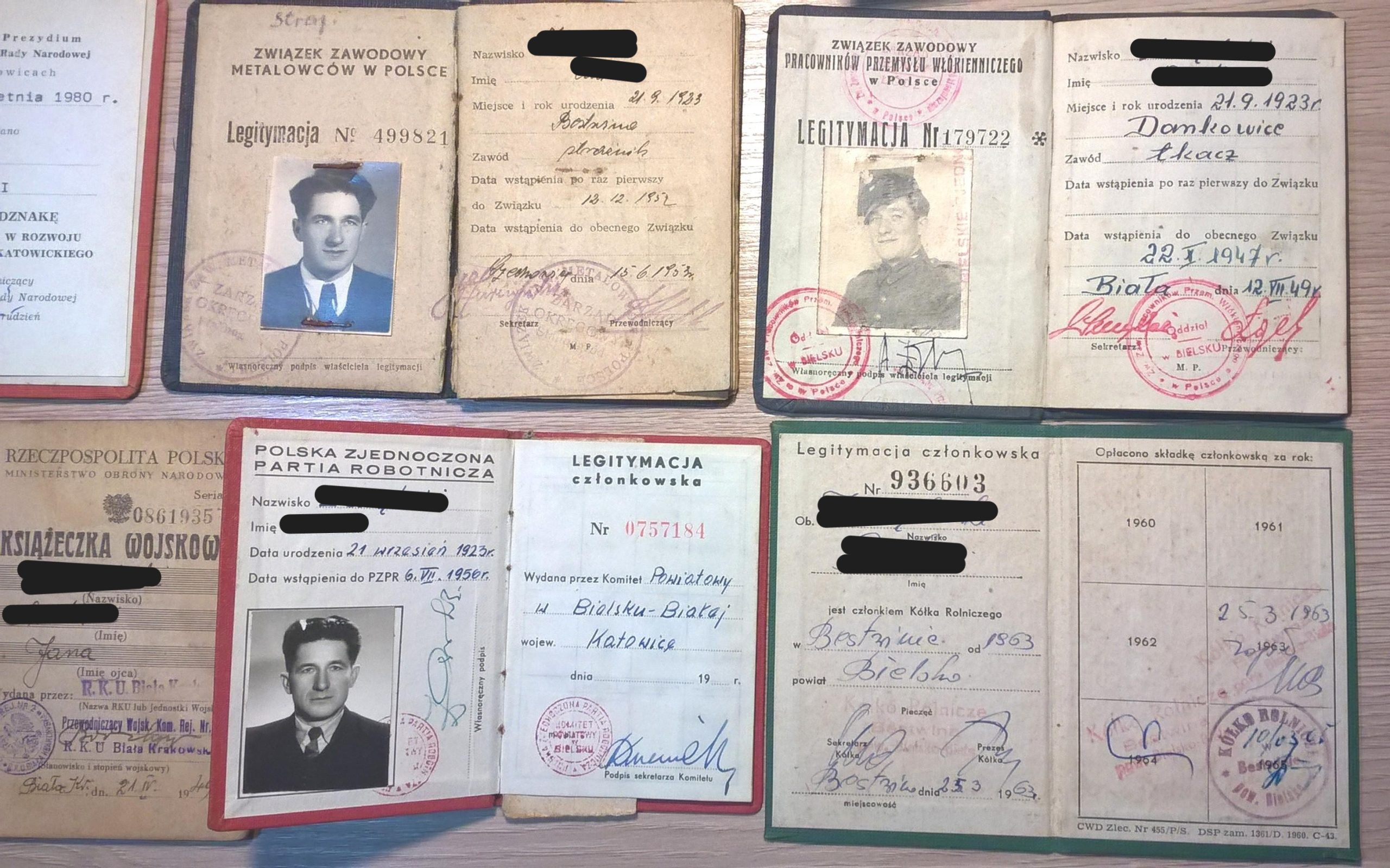 Zestaw dokumentów i medali po jednej osobie z lat: 1949-1995