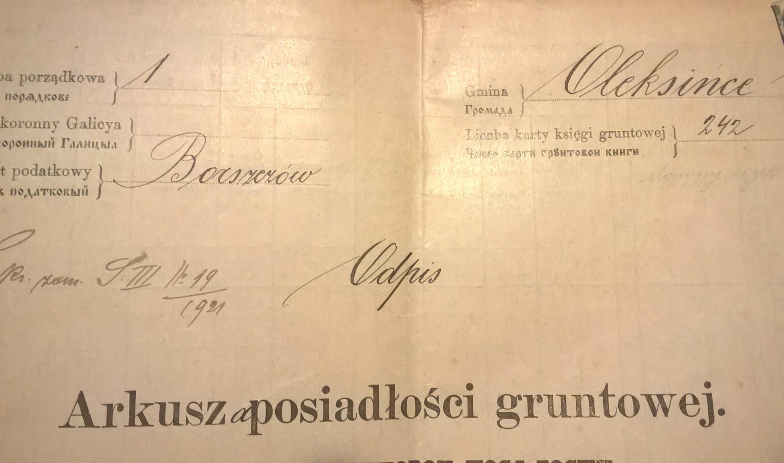 Akta majątku Oleksińce - Kresy wschodnie