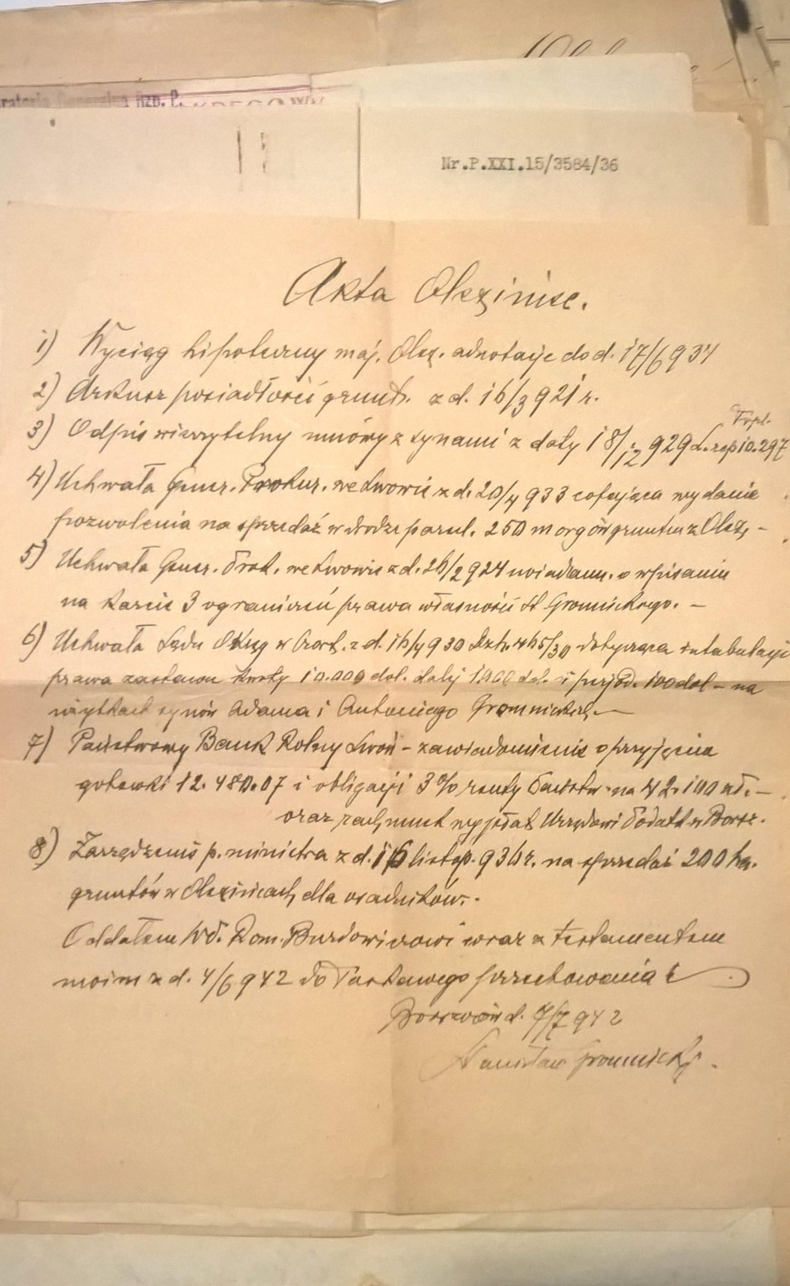 Akta majątku Oleksińce - Kresy wschodnie