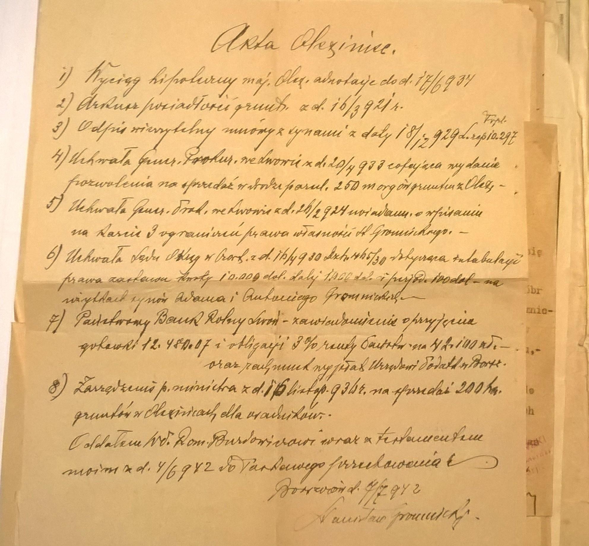 Akta majątku Oleksińce - Kresy wschodnie