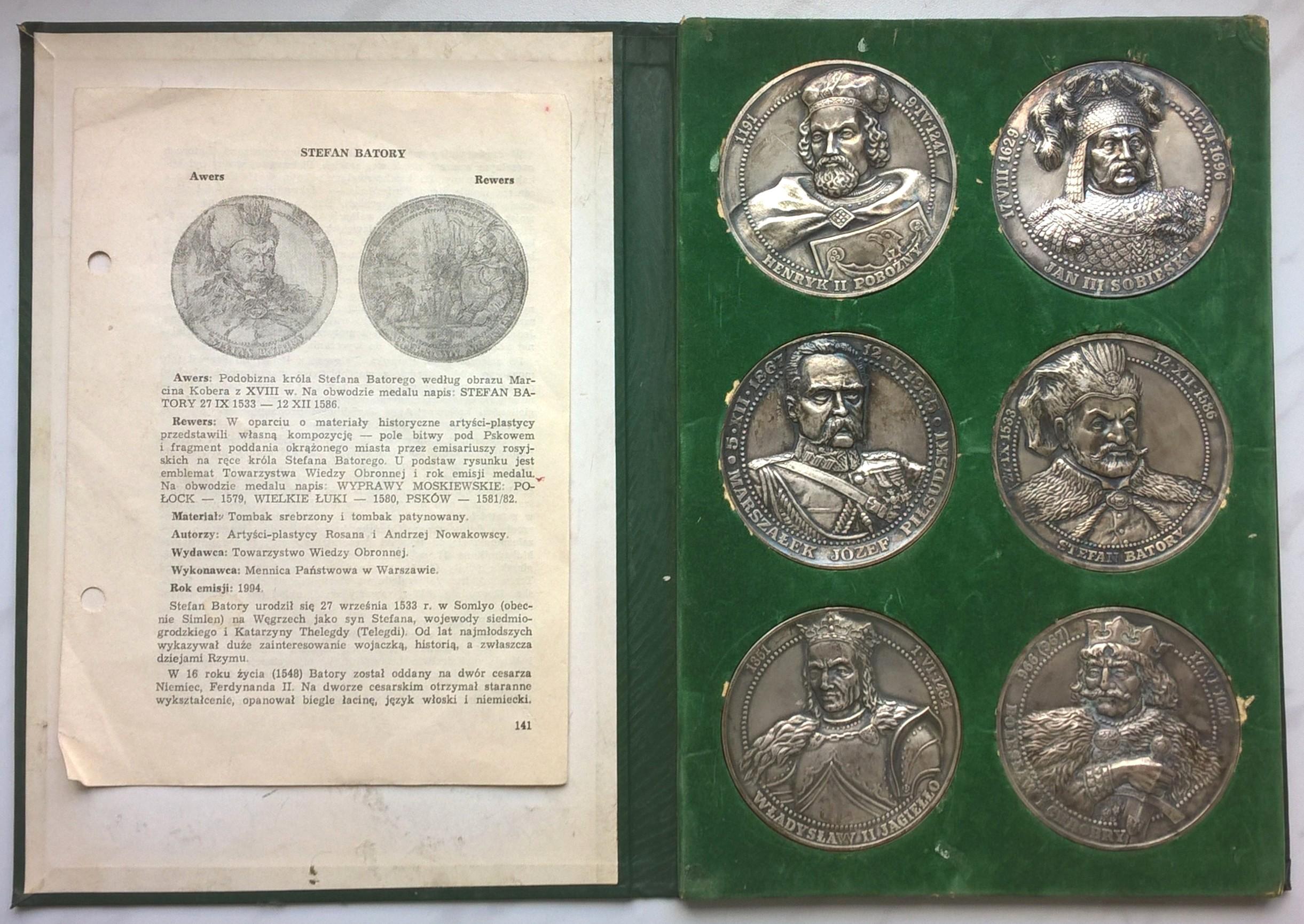 Zestaw medali – królowie polscy – Towarzystwo Wiedzy Obronnej