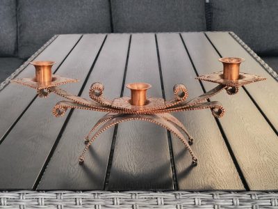 Świecznik miedziany na 3 świece