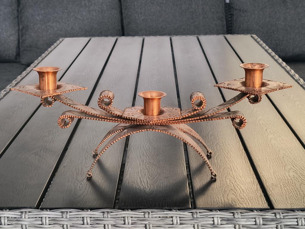 Świecznik miedziany na 3 świece