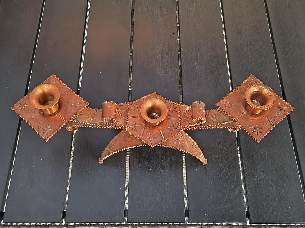 Świecznik miedziany na 3 świece