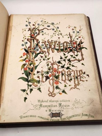 Książka "KWIATY I POEZJE" Maxymilian Fajans, Warszawa, 1883 r. - Wydanie z utworami Marii Konopnickiej i Adama Pługa - RZADKOŚĆ