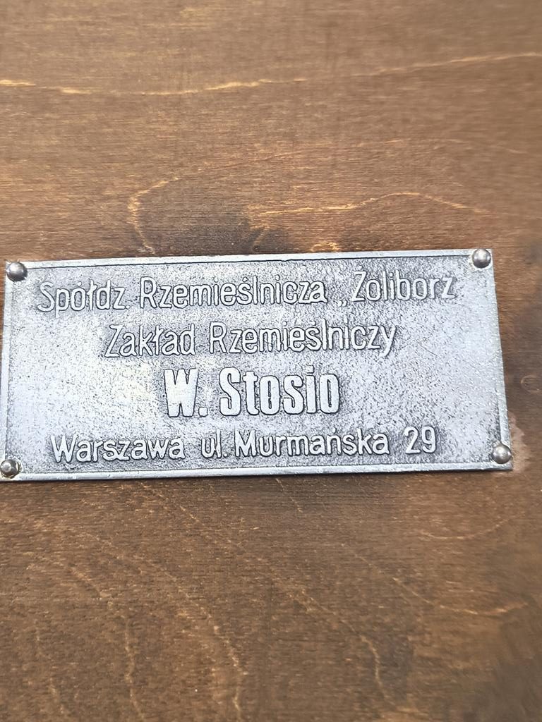 Drewniana szkatułka VARSOVIA – WARSZAWA – Spółdzielnia "Żoliborz", Zakład Rzemieślniczy W. Stosio