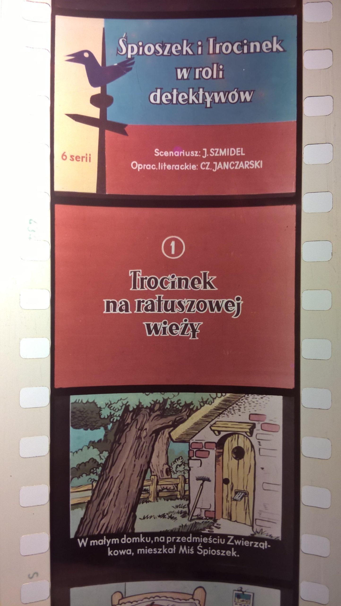 Zestaw przeźroczy, bajek na projektor – „ŚPIOSZEK I TROCINEK W ROLI DETEKTYWÓW”, 6 serii