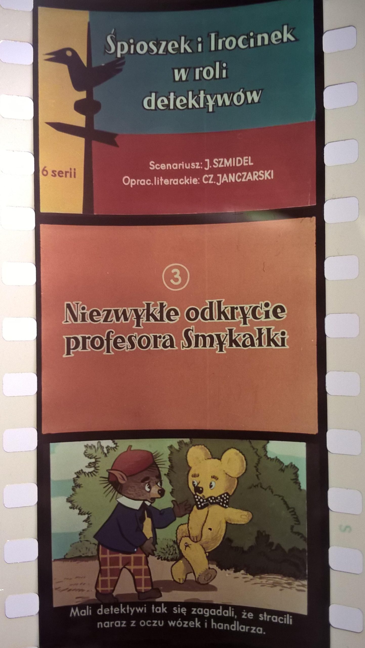 Zestaw przeźroczy, bajek na projektor – „ŚPIOSZEK I TROCINEK W ROLI DETEKTYWÓW”, 6 serii