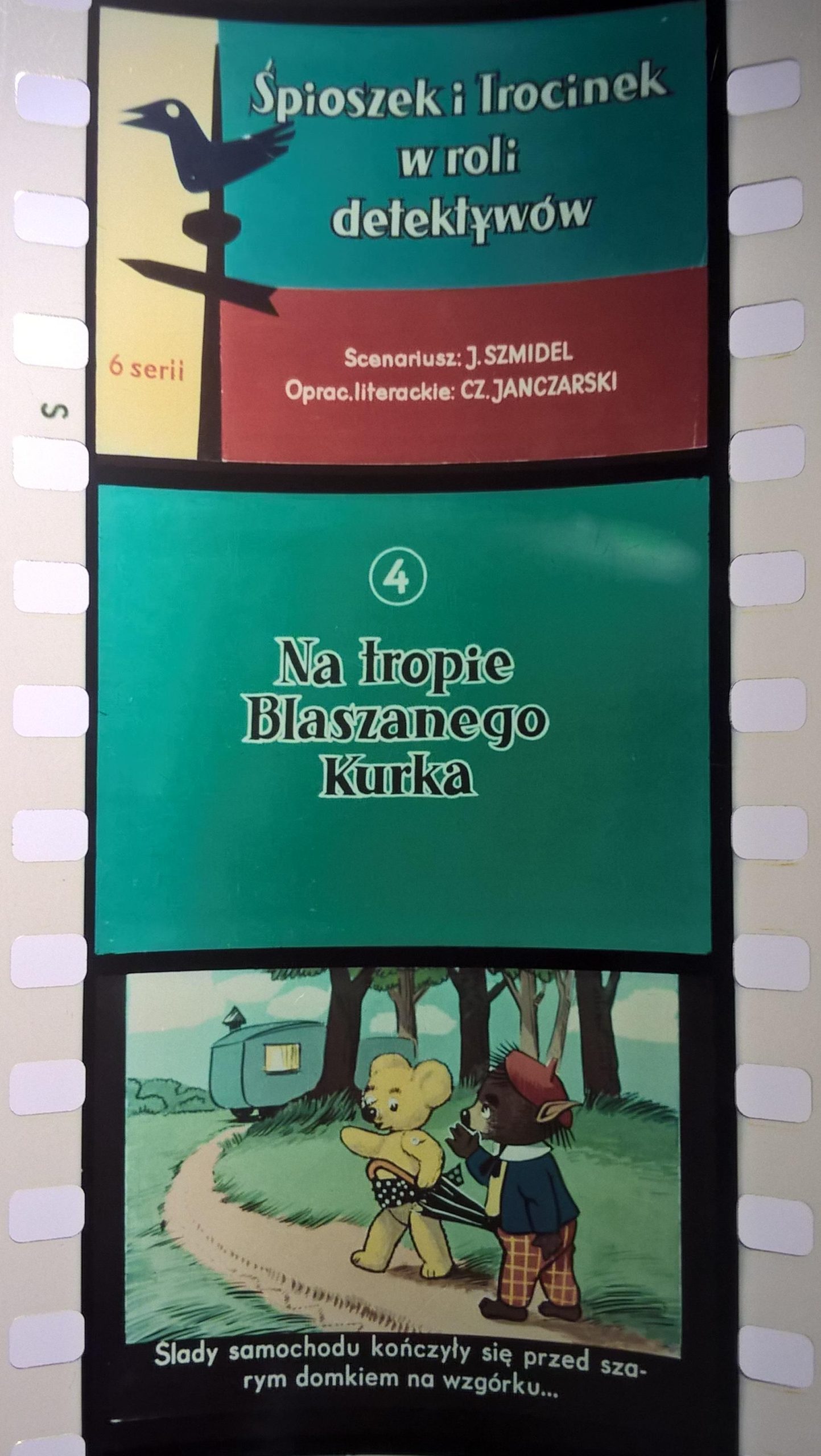 Zestaw przeźroczy, bajek na projektor – „ŚPIOSZEK I TROCINEK W ROLI DETEKTYWÓW”, 6 serii