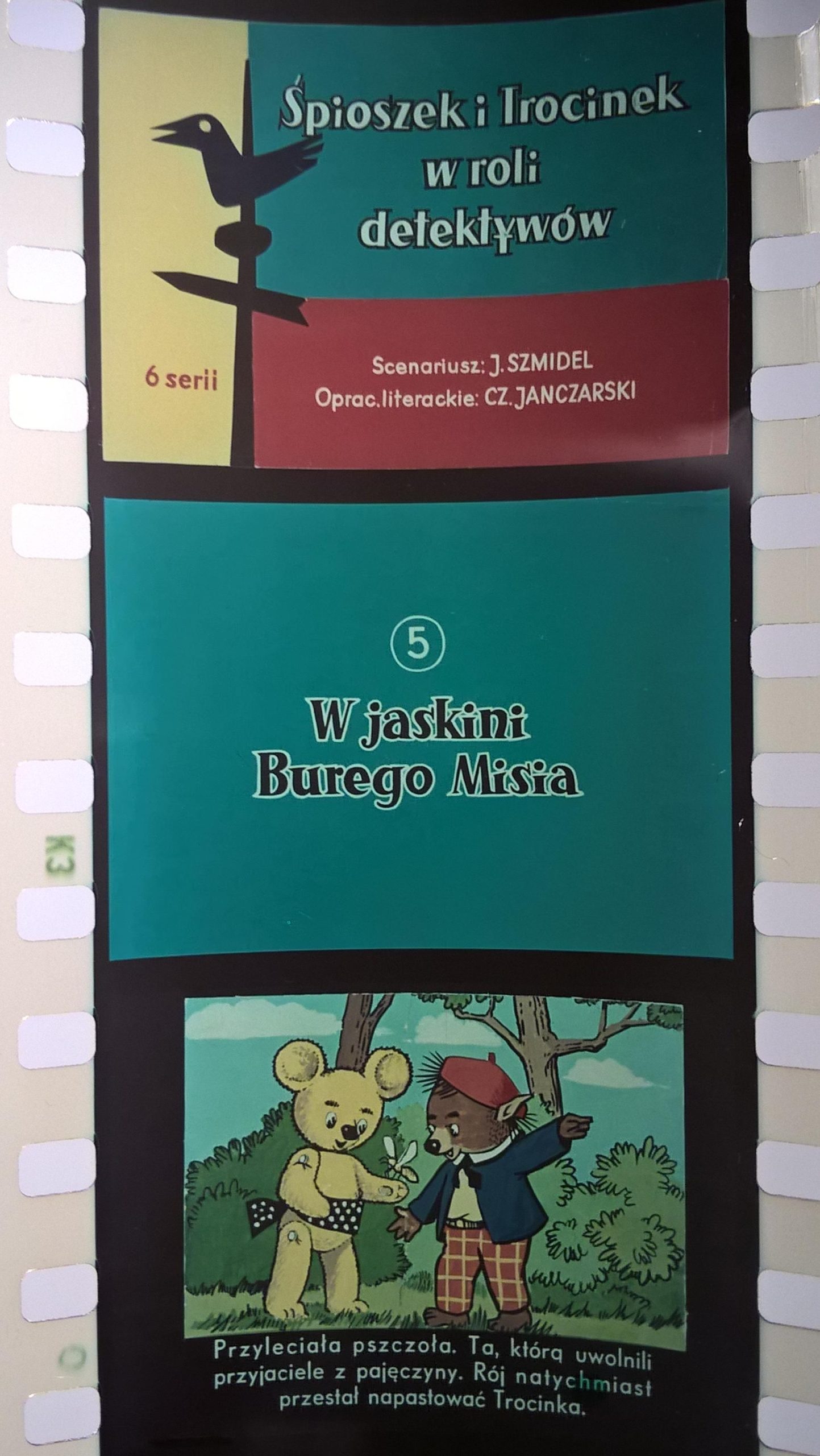 Zestaw przeźroczy, bajek na projektor – „ŚPIOSZEK I TROCINEK W ROLI DETEKTYWÓW”, 6 serii