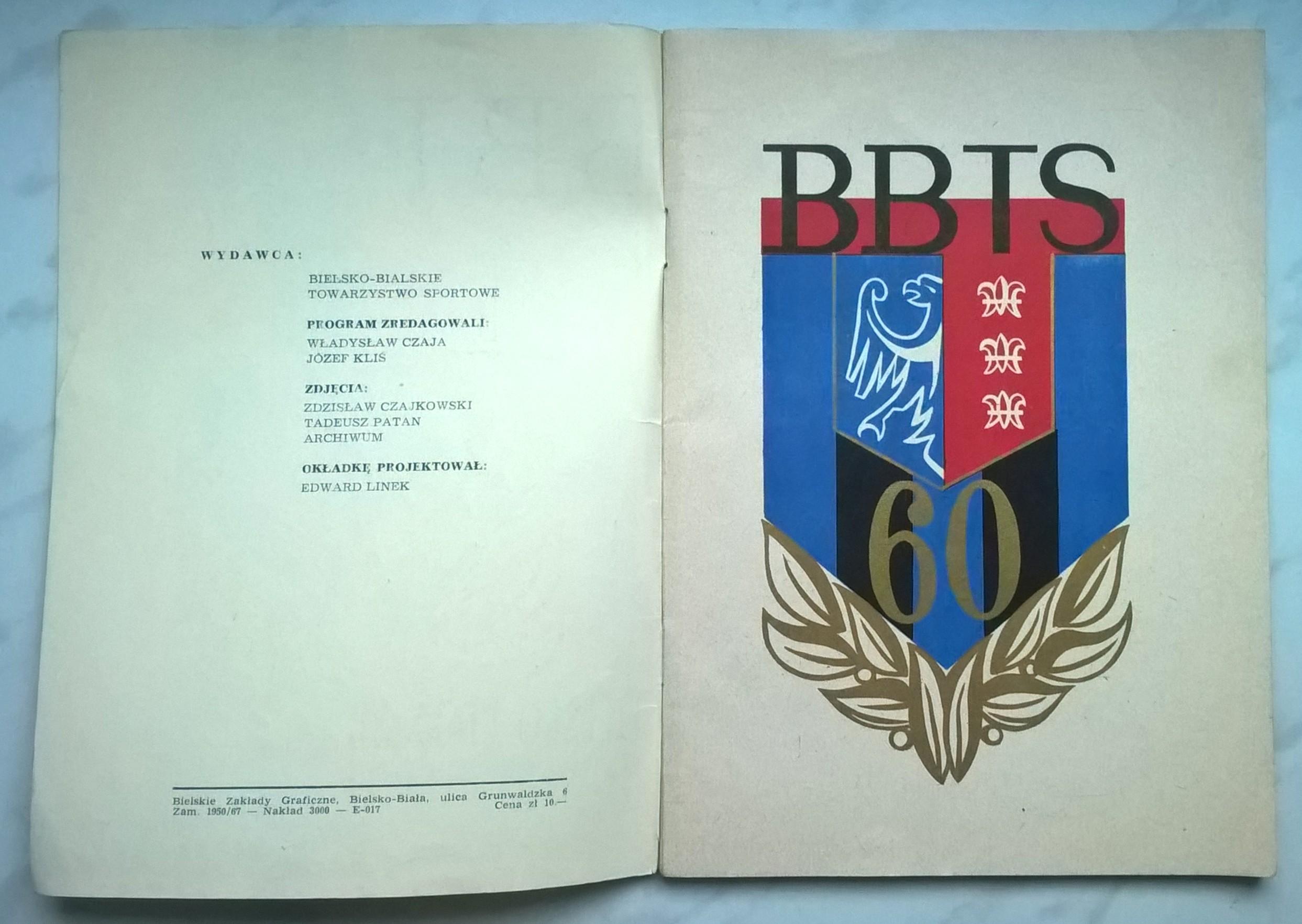 Książka "60 lat BBTS, 1907-1967" (Bielsko-Bialskie Towarzystwo Sportowe)