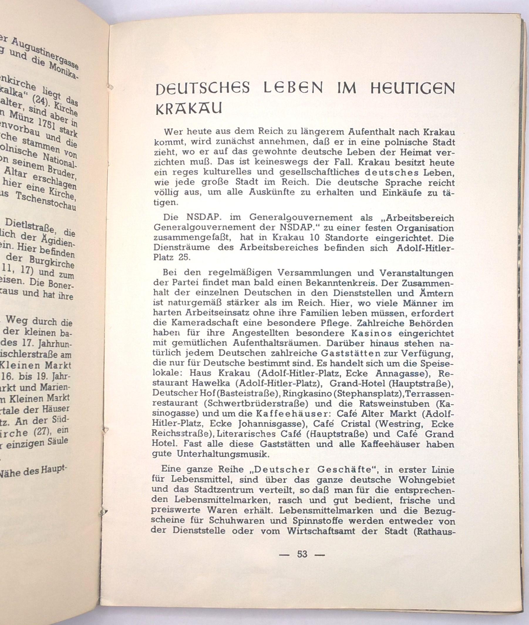 Książka w języku niemieckim - Przewodnik po Krakowie - "Führer Durch die Stadt Krakau", 1942 r.