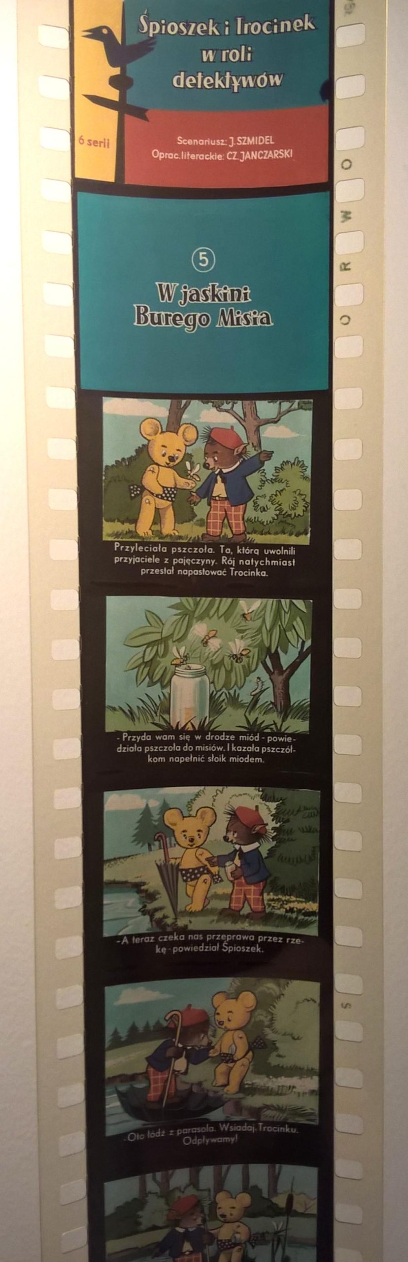 Zestaw przeźroczy, bajek na projektor „ŚPIOSZEK I TROCINEK W ROLI DETEKTYWÓW” - 6 części