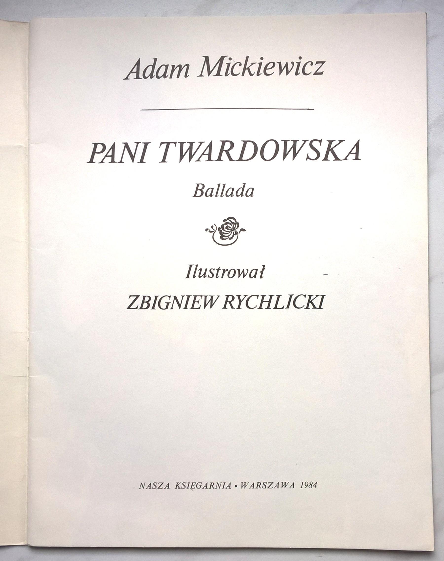 Książka - Adam Mickiewicz "Pani Twardowska"-ballada, 1984 r.