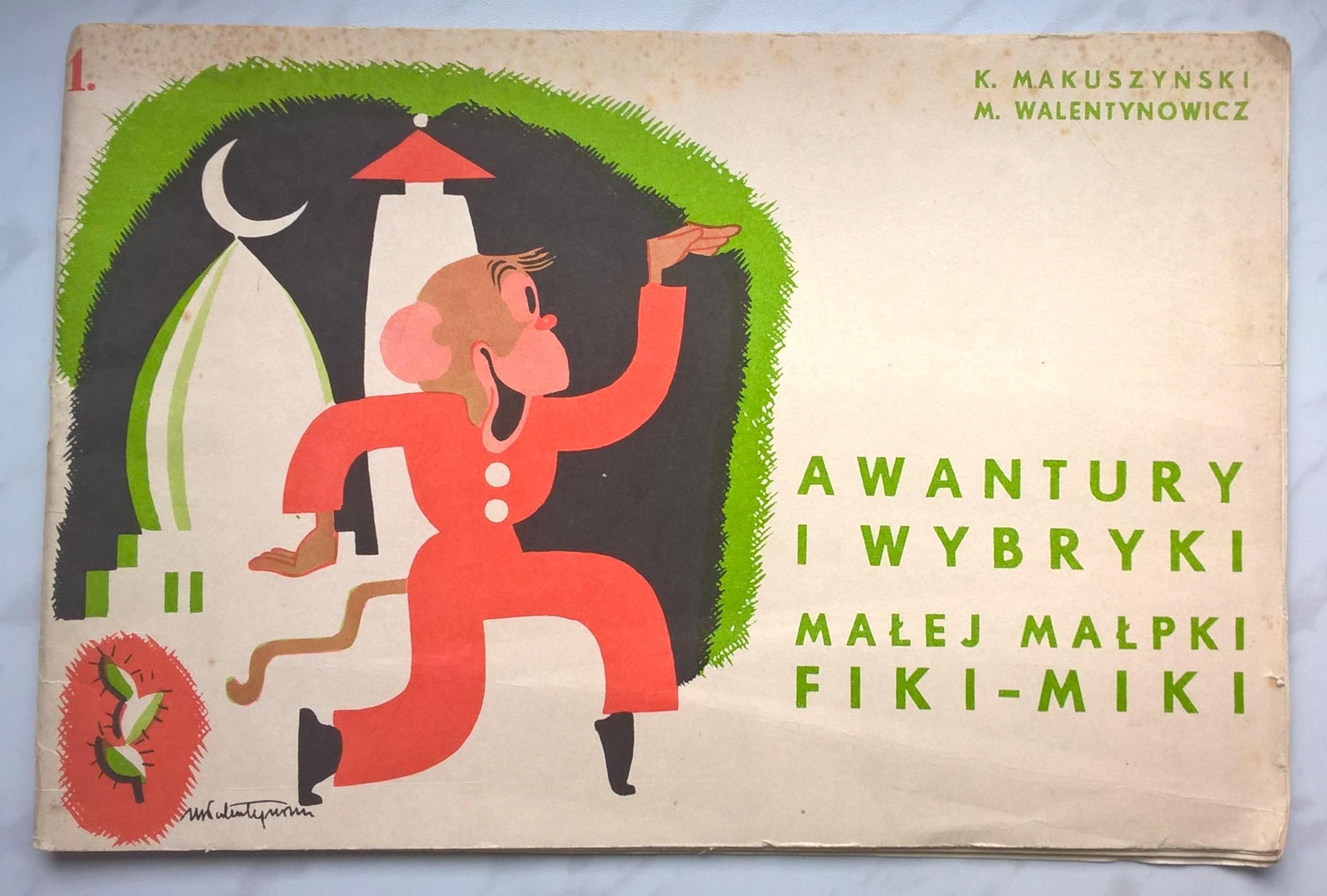 Książeczka - komiks dla dzieci "Awantury i wybryki małej małpki Fiki-Miki" Kornel Makuszyński, Marian Walentynowicz, 1984 r.