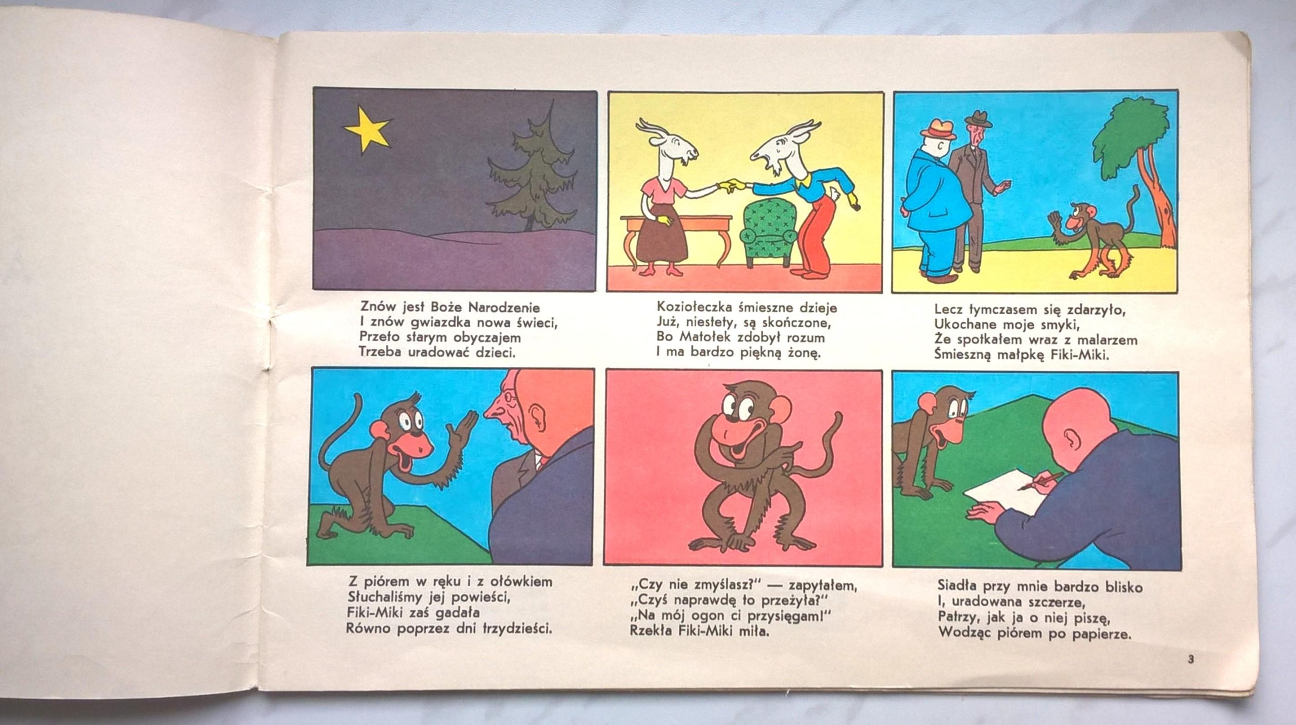 Książeczka - komiks dla dzieci "Awantury i wybryki małej małpki Fiki-Miki" Kornel Makuszyński, Marian Walentynowicz, 1984 r.