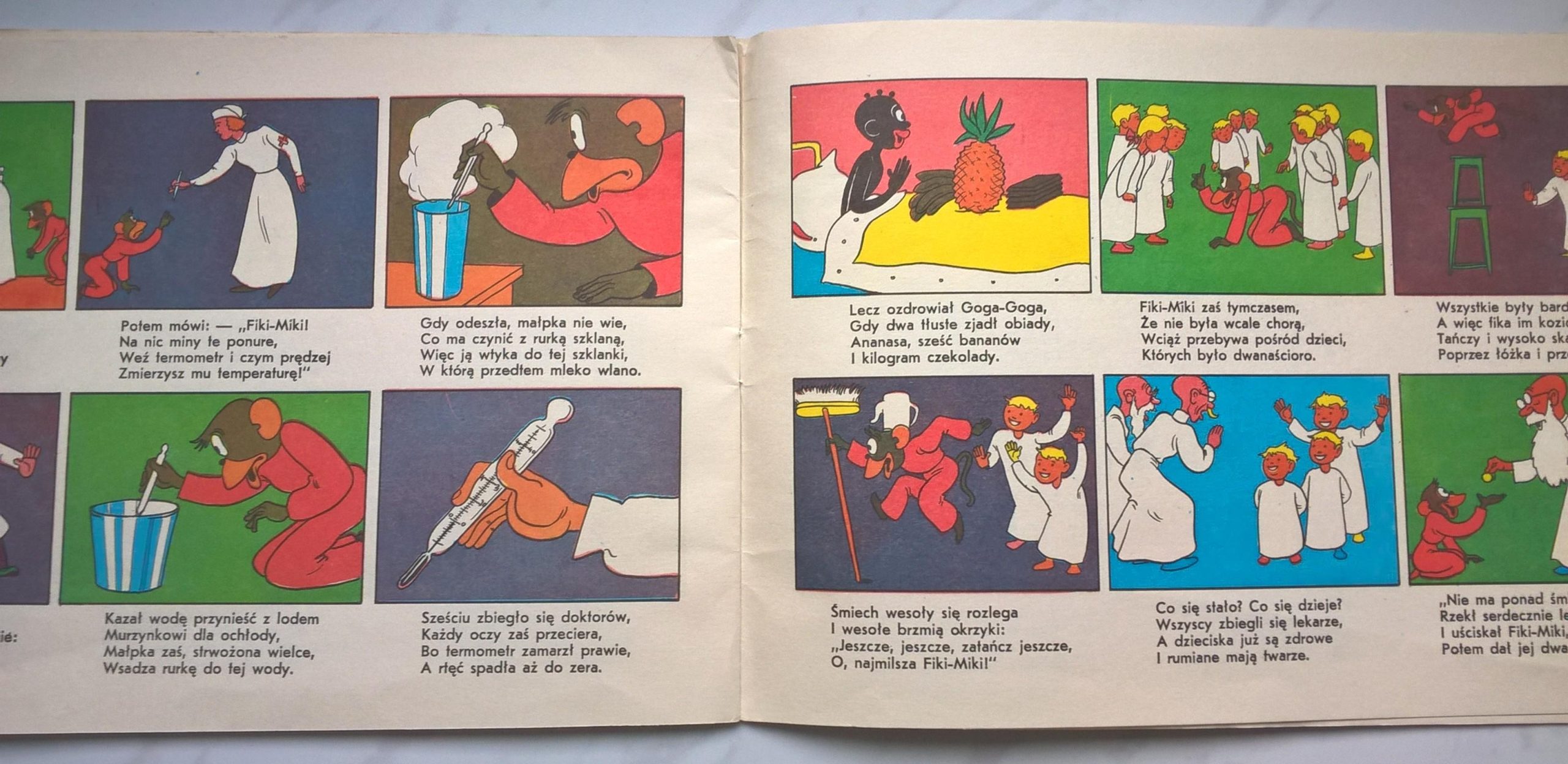 Książeczka - komiks dla dzieci "Awantury i wybryki małej małpki Fiki-Miki" Kornel Makuszyński, Marian Walentynowicz, 1984 r.