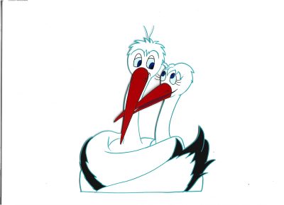 Folia animacyjna celuloidowa z bajki „Między nami bocianami” – MATYLDA i WOJTEK (A-29)