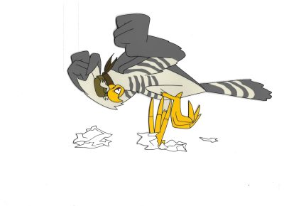 Folia animacyjna celuloidowa z bajki „Między nami bocianami” – JASTRZĄB MAJOR KIRKOR (K-37)