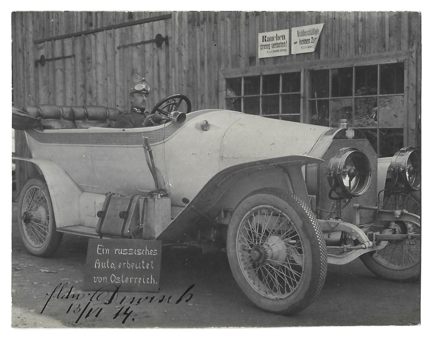 Zdjęcie samochodu zarekwirowanego przez wojsko, 13/VI 1914 r.