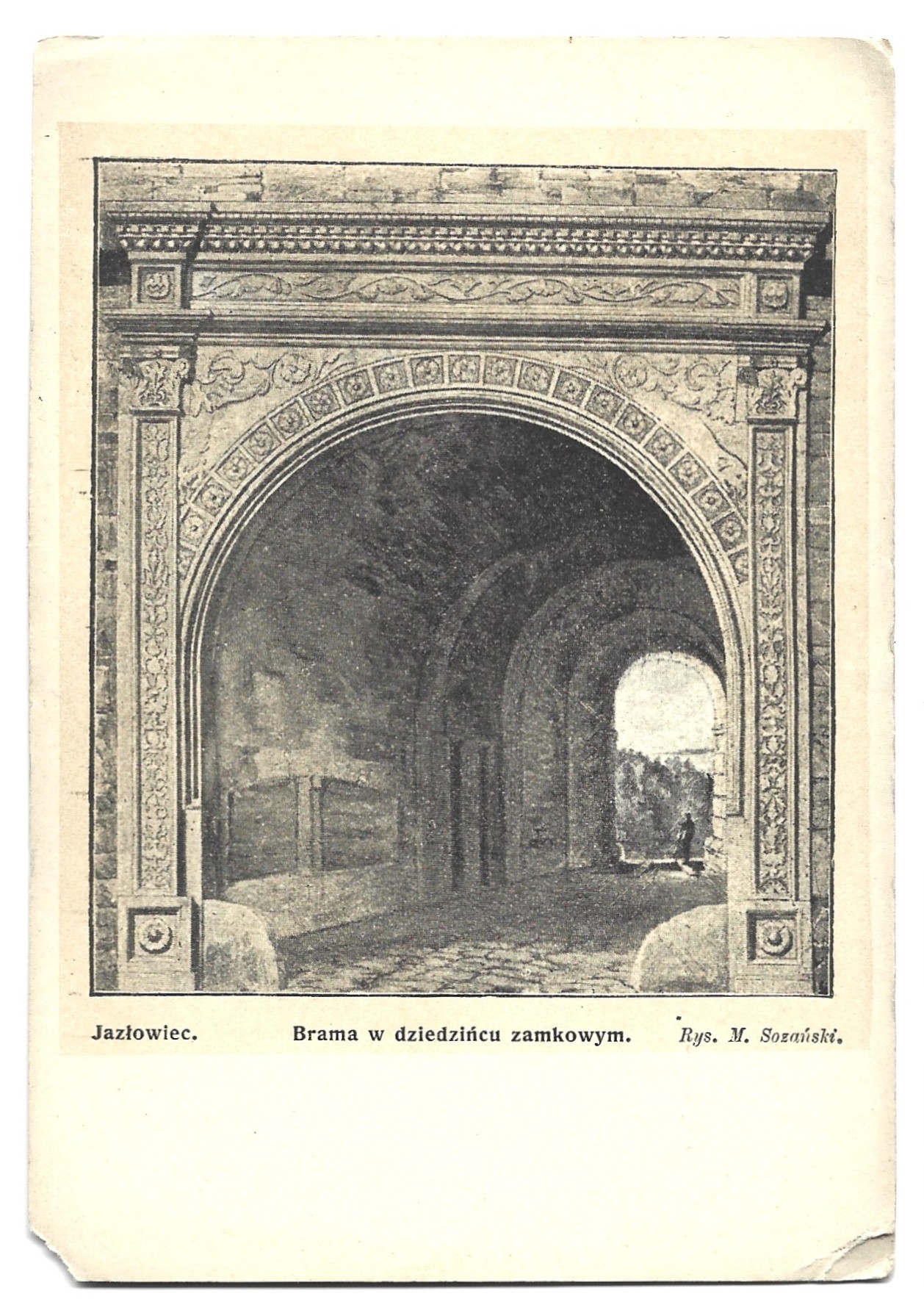 Pocztówka - JAZŁOWIEC. Brama w dziedzińcu zamkowym - Kresy Wschodnie