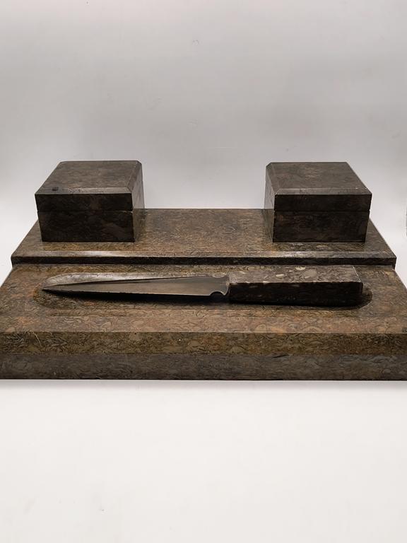 Kałamarz marmurowy, z nożem do listów